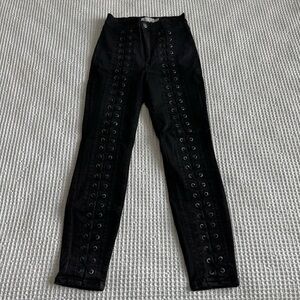 Black Lace-Up Jeans
